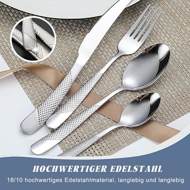 Набор столовых приборов на 6 человек, 24 предмета с держателем, серебристые AVEKI