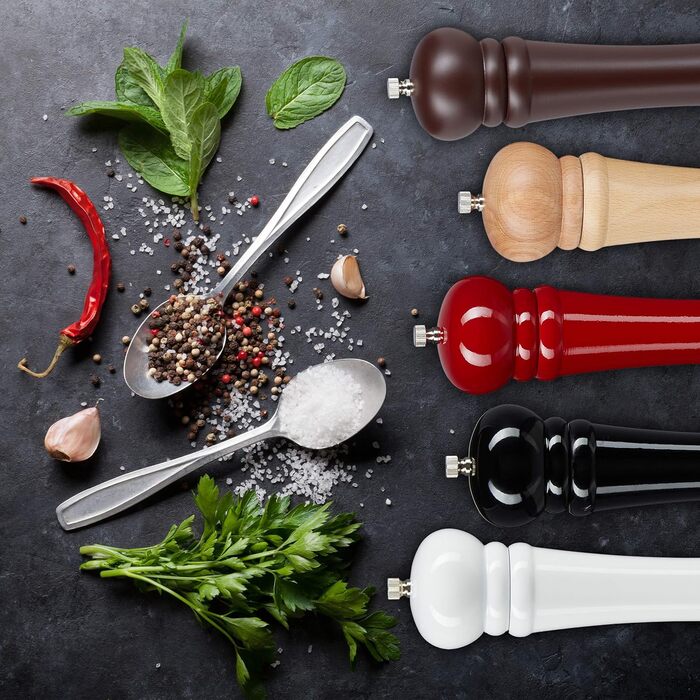 Дерев'яний млин для перцю та солі 40 см, червоний Relaxdays