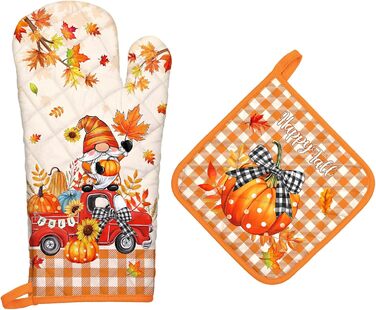 Рукавичка для духовки та прихватка для каструль, набір 2 предмети, Осінній гном Arquiel