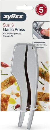 Практичний прес для великих зубчиків часнику, також з лушпинням. У тому числі інструмент для чищення Susi 3 Garlic Press Single, 12150 Susi 3