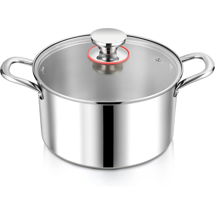 Каструля 6,7 л з нержавіючої сталі зі скляною кришкою 26 см Herogo