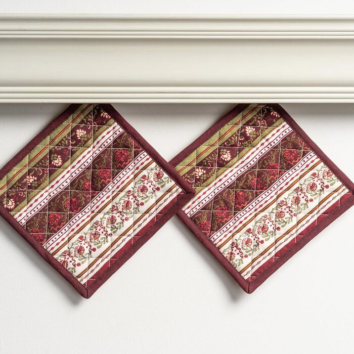 Рукавички для духовки Maison d&39 Hermine, підставки для каструль, 100 бавовна, термостійкі кухонні рукавички, рукавички для духовки (19 см x 33 см) та підставки для каструль (20 см x 20 см) для приготування їжі, Morzine - Рукавички для духовки на День по