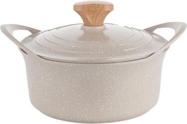 Алюмінієва каструля FLORINA 16 см 1,6 л Підходить для індукції Керамічне покриття, стійке до подряпин М&39яка ручка під дерево Термостійка Для всіх варильних поверхонь Легко миється (OSLO, 4,3 л - 24 см)