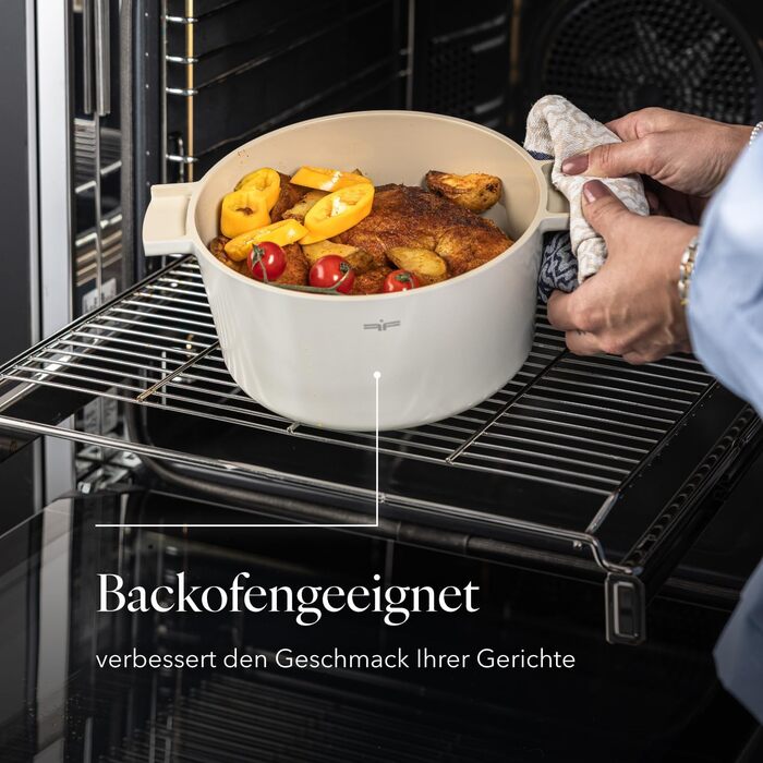 Алюмінієва каструля FLORINA 16 см 1,6 л Підходить для індукції Керамічне покриття, стійке до подряпин М&39яка ручка під дерево Термостійка Для всіх варильних поверхонь Легко миється (NUBE, 2,8 л - 20 см)