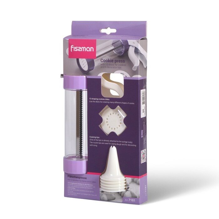 Кондитерський шприц з 13 дисків для печива і 6 насадок для крему Fissman