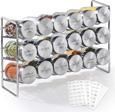Набір з 18 баночок для спецій зі стійкою 30 x 8,5 х 19 см на 3 полиці Vomeno