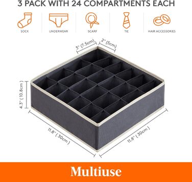 Набор из 3 органайзеров для носков и нижнего белья, серый Lifewit