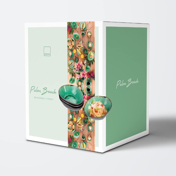 Співачка Набір мисок для макаронних виробів Palm Beach, 4 шт. и, миска для миски, унікальний дизайн, розширюється 1200 мл, макарони 4 шт.