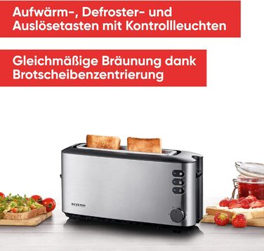 Стеклянный чайник и чайник SEVERIN, чайник с регулируемой температурой и временем заваривания, стеклянный чайник с предустановленными чайными программами, 3 000 Вт, нержавеющая сталь, WK 3479 (с функцией Easy Tea Select, комплект с тостером с длинным прор