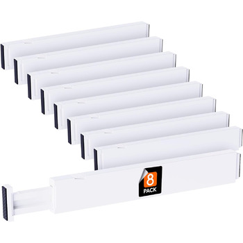 Набір з 8 роздільників для шухляд висотою 6 см, регульованими шухлядами 40,6-55,9 см Система організації посуду/одягу/косметики, роздільник ящиків регулюється для комода/спальні/ванної кімнати/офісу