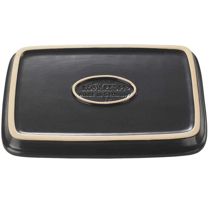 Блюдо для гриля з вертикальною решіткою прямокутне, 33 x 23 x 3,5 см, бежеве / чорне, Lafer BBQ Römertopf