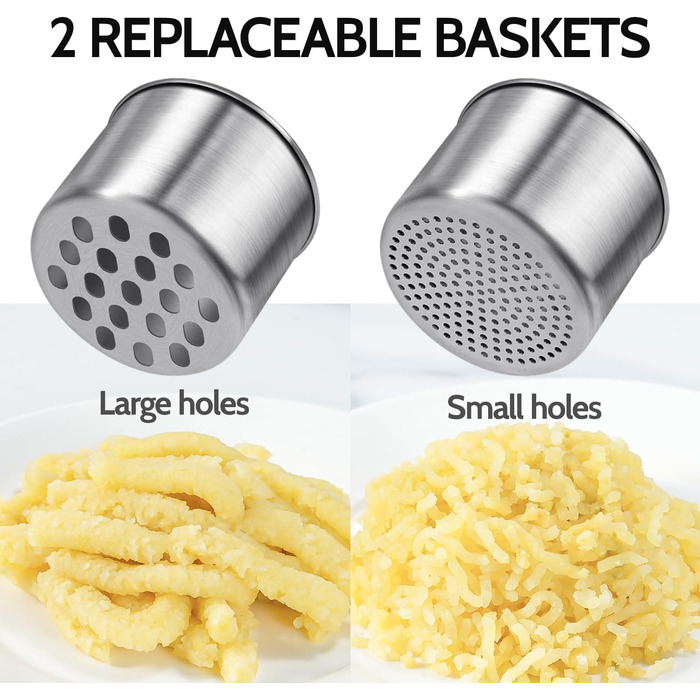 Пресс для картофеля с 2 сменными чашками, нержавеющая сталь Sopito
