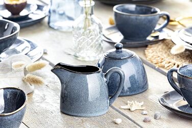 Співачка Набір молока та цукру Darwin 3 шт., Цукорниця та набір глечиків для молока Кераміка, Цукорниця з кришкою та глечиком для молока, Контейнер для молока та дозатор цукру ручної роботи, Контейнер для цукру Синя цукорниця та Глечик для молока синій