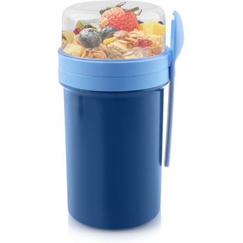 Стаканчик для пластівців 800 мл із ложкою, синій Acasimo