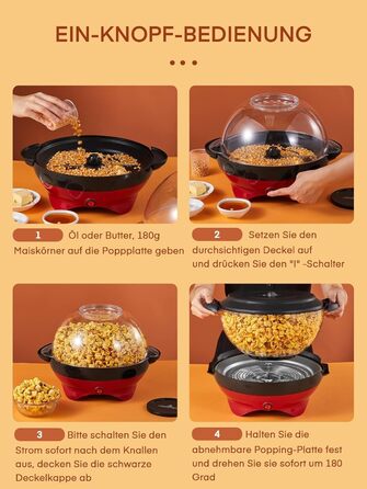 Машина для попкорну 5,5 л, 800 Вт червоний HOUSNAT