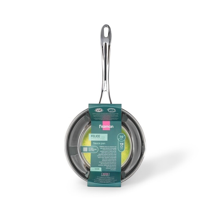 Ківш Fissman FELICE 16x8 см / 1,7л. без кришки нержавеющая сталь (5328)