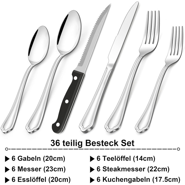 Набір столових приборів Herogo 12 осіб, набір столових приборів з нержавіючої сталі з 60 предметів з ножем, виделкою, ложкою, елегантною ручкою молотка Срібні столові прибори для дому/вечірки/ресторану, можна мити в посудомийній машині, нержавіюча сталь, 