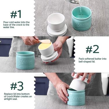 Баночка для масла порцелянова 192 мл, блакитна Dowan