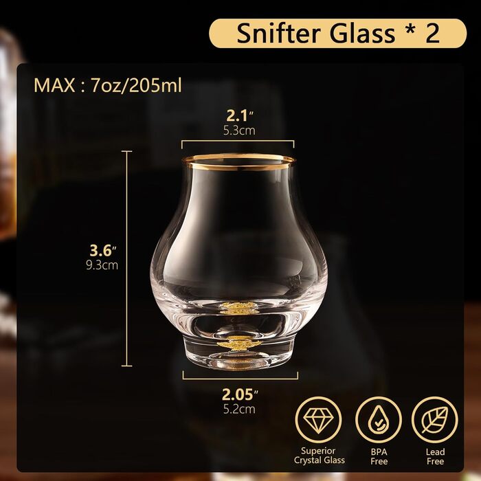 Набір із 2 келихів для віскі 205 мл із золотими обідками DUJUST