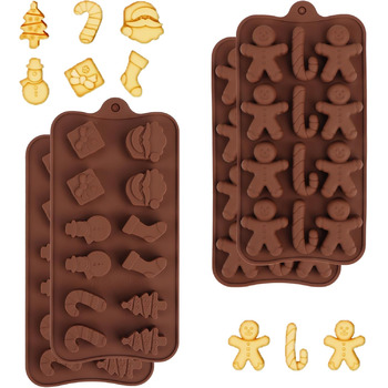 Різдвяна шоколадна форма, 4 шт. и силіконові різдвяні шоколадні форми, різдвяна ялинка, Санта-Клаус, різдвяна панчоха та сніговик, шоколадна силіконова форма для виготовлення різдвяного шоколаду своїми руками