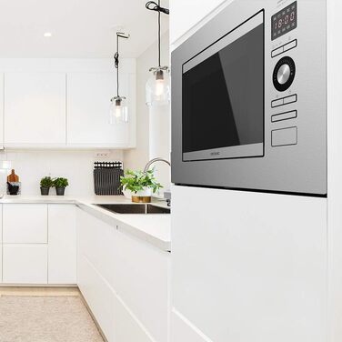 Вбудована мікрохвильова піч 800 Вт, 20 л срібляста GrandHeat 2090 Built-in Touch Cecotec