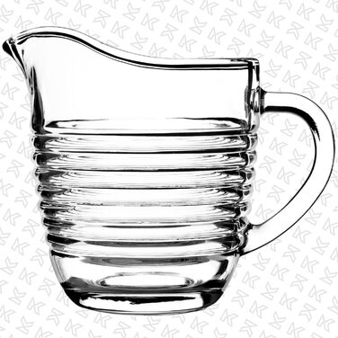 Скляний глечик для молока KADAX, глечик для молока з ручкою, глечик для вершків, глечик, соусник, маленький скляний глечик для молока, вершків, соусу, кави, легко миється, прозорий (200 мл, ) (смужки)