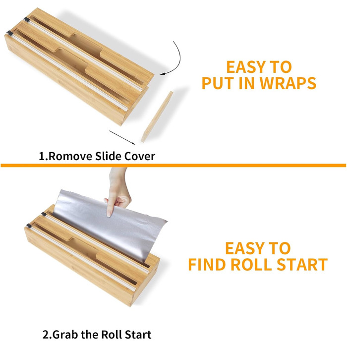 Диспенсер для рулонов фольги 38 см двойной, бамбук DOSYEN