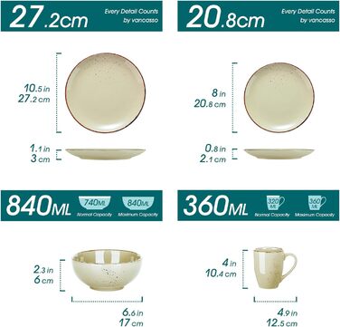 Набір столового посуду на 12 осіб, 48 предметів, бежевий Navia Vancasso