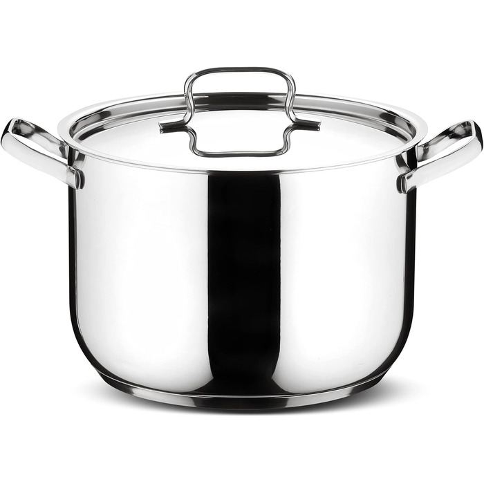 Набір універсального посуду Lagostina Sfiziosa з 24 предметів, виготовлений з нержавіючої сталі 18/10 з тришаровим дном Lagoseal Plus, включає 5 каструль, 3 сотейники, молочник, 8 кришок та 7 кухонних приладів (10 предметів)