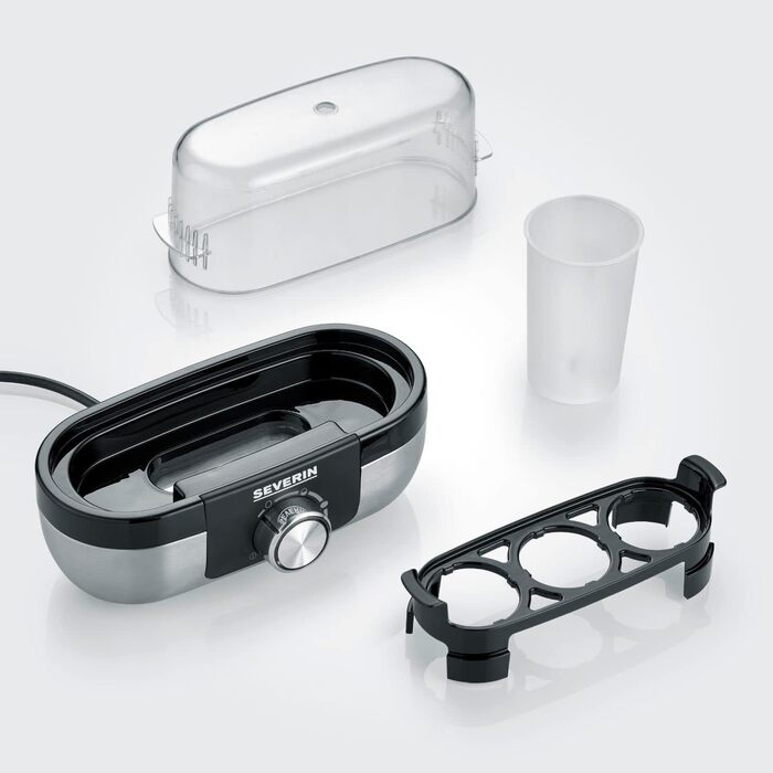 Яйцеварка на 3 яйця, матова нержавіюча сталь/чорна Severin