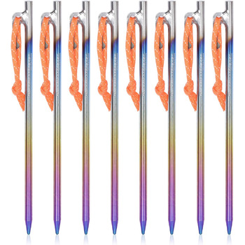 Кілочки з титанового сплаву 7 мм Міцні цвяхи для намету Барвисті шліфовані цвяхи Міцні кемпінгові шпильки Садові кілки Кілочки для кемпінгу Тент Туристичний брезент 20 см/24 см/30 см/35 см/40 см 6/8 шт. /лот Ti4013P (24 см 8 шт. /лот Ti4013PM)