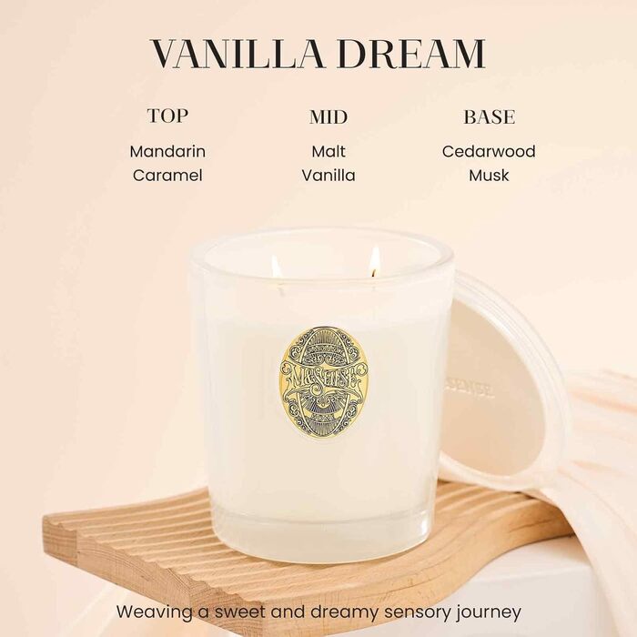 Ароматна свічка M&SENSE Лісова хатина, ароматичні свічки у склянці, натуральна соєва свічка, час горіння 55 годин, подарункові свічки для жінок та чоловіків, подарункова свічка (ванільна мрія, 560 г)