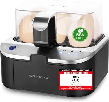 Яйцеварка на 6 яєць 400 Вт, чорна/срібляста Emerio