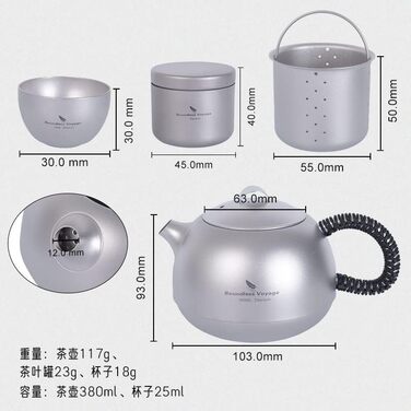 Набор титановых чайников iBasingo с фильтром, ручкой и крышкой для защиты от ожогов Офисный чайный набор 380 мл Набор чашек для чайника для домашнего ультралегкого кемпинга Мини-чайник Ti3109D (Ti3110d Чайник 380 мл 3 чайные чашки 1 набор чайников с кожан