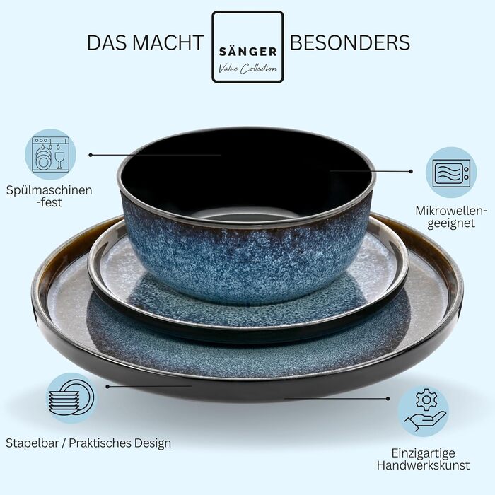 Кам&39яні миски для пасти 6 предметів, набір мисок для пасти на 6 осіб, набір мисок, придатний для миття в посудомийній машині та мікрохвильовій печі, велика багатофункціональна миска темно-сірого кольору 750 мл VALUE COLLECTION (Osaka, набір посуду 18 пр