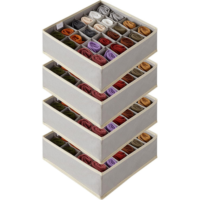 Набір з 4 органайзерів для шкарпеток і спідньої білизни, світло-сірий Lifewit