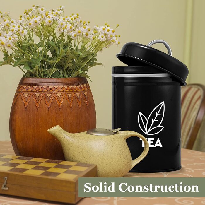 Емкости для хранения чая/кофе/сахара, набор 3 предмета, черные Herogo