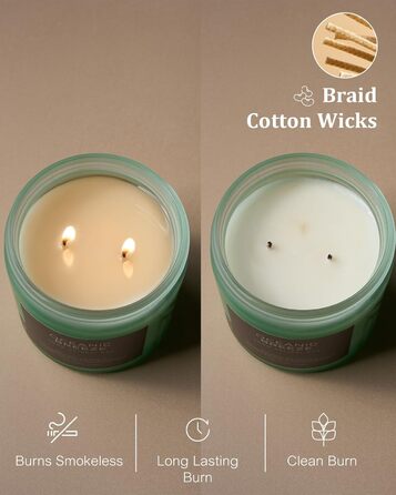 Ароматичні свічки M&SENSE Кава у скляній банці з 2 гнітами 330 г, час горіння 70 годин, свічка з натурального соєвого воску для спальні, кухні, декору дому, подарункова свічка для чоловіків та жінок, смажена кава (океанський бриз)