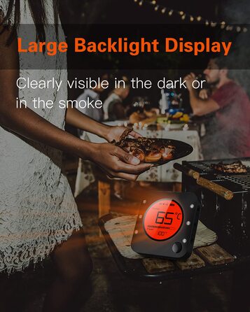 Метровий термометр для гриля Bluetooth, бездротовий термометр для м'яса з 4 зондами з нержавіючої сталі BFOUR