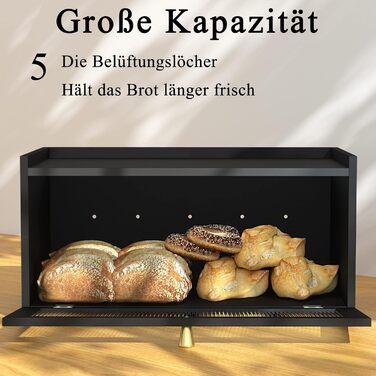 Бамбукова хлібниця 40 x 25 x 21 см чорна AINILE