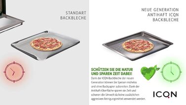 См, набір форм для випікання та решіток, глибока емальована сковорідка 3 см та хромована решітка для духовки та плити, стійка до подряпин та корозії, чорна (антипригарне покриття 455 x 30 мм), 45,5 x 36