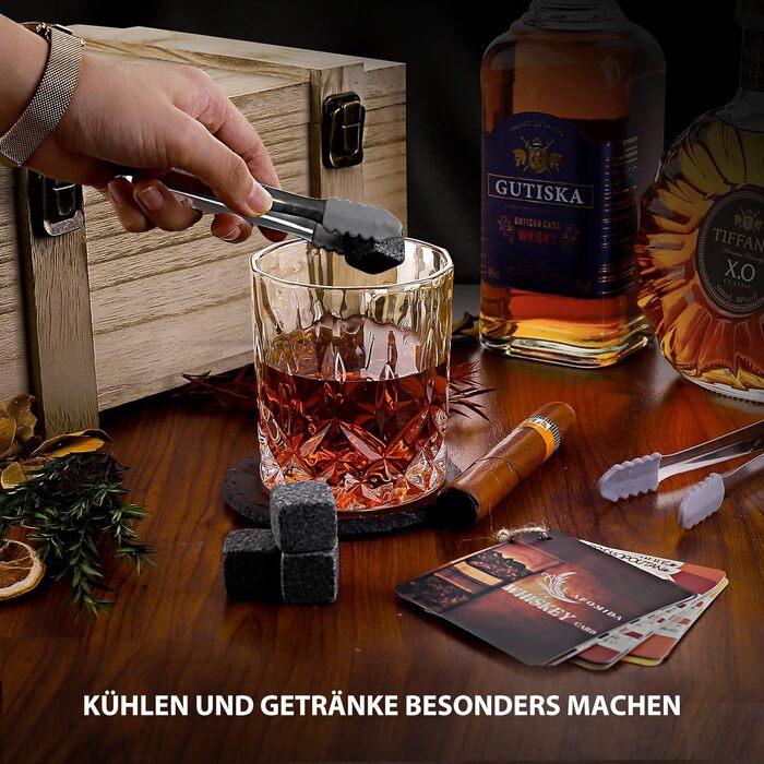 Набор бокалов и камней для виски 8 гранитные охлаждающие камни для виски Afomida