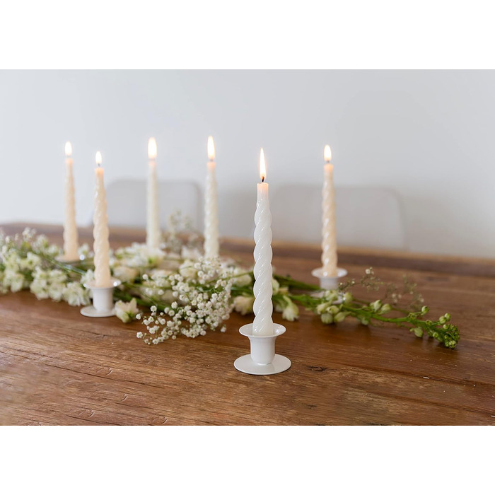 Свічки з крученою конусною формою, виготовлені в Італії, доступні 25 кольорів, лаковані настільні свічки, спіральні свічки з тривалим часом горіння 5 годин, декоративні свічки, 6 шт. , 2,2 x 21 см (слонова кістка)