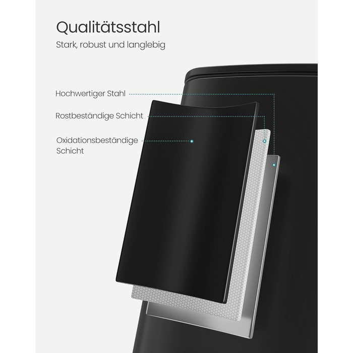 Сміттєвий бак 30 л чорний SONGMICS