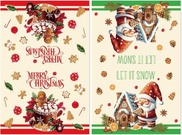 Набір з 2 різдвяних кухонних рушників  60 x 40 см, червоний та зелений Gosknor