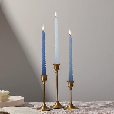 Набор из 4 конических спиральных свечей 2,2 x 25 см, синий микс Love Topsics