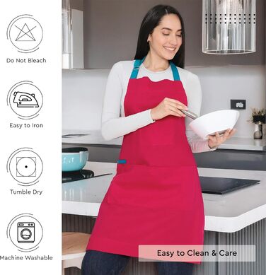 Регулируемый кухонный передник с карманами 68 x 85 см розовый Encasa XO