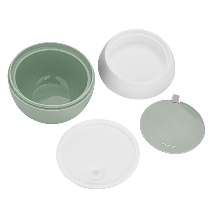 Ланч-бокс с двома відділенням круглий Fissman 15x12 см / 800 мл (6804)