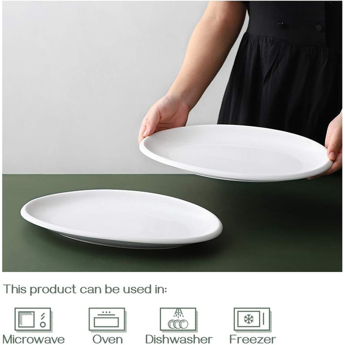 Тарілка овальна 35,6 см, набір 2 предмети, біла Dowan