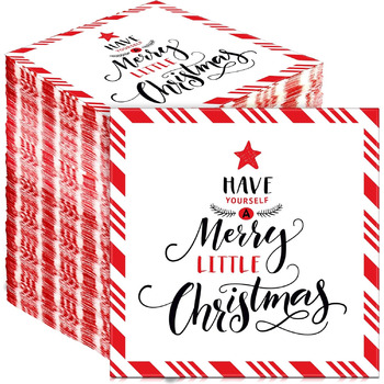 Різдвяні серветки Різдвяні паперові серветки Одноразові різдвяні серветки Святкові серветки з мотивами для різдвяної вечері Аксесуари для прикраси столу Ресторанна кухня Класика, 200 шт., 33 x 33